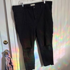 Madewell Black Distressed high rise leggings 35 petite